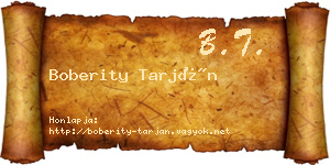 Boberity Tarján névjegykártya